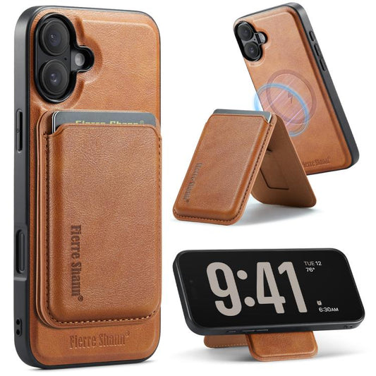 Fierre Shann Oil Wax Vegan Leather Magnetic Folding Card Wallet Phone Case, For iPhone 16, For iPhone 15 Pro Max, For iPhone 15 Pro, For iPhone 15 Plus / 14 Plus  