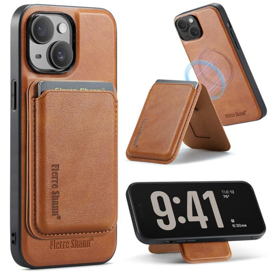 Fierre Shann Oil Wax Vegan Leather Magnetic Folding Card Wallet Phone Case, For iPhone 15, For iPhone 14 / 13, For iPhone 14 Pro, For iPhone 14 Pro Max  
