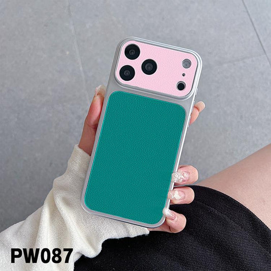 Corning Leather Textured Large Window Phone Case, For iPhone 16 Pro