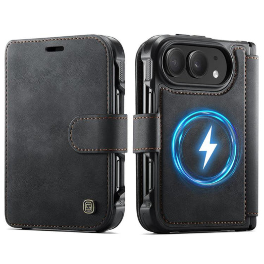 AutSpace A15 Retro Magnetic Clasp Vegan Leather Phone Case, For iPhone Duo  