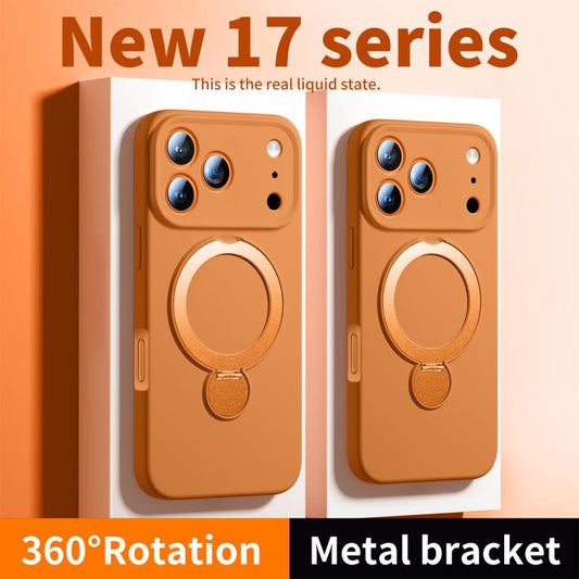 Liquid Silicone 360 Rotating Holder Magnetic Phone Case, For iPhone 17 Pro Max, For iPhone 17 Pro