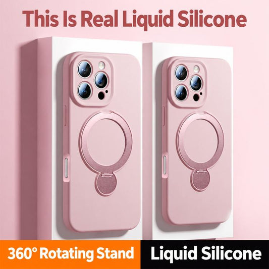 Liquid Silicone 360 Rotating Holder Magnetic Phone Case, For iPhone 15 Pro Max, For iPhone 15 Pro  