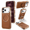 Solid Color Vegan Leather Rotating Holder Magnetic Phone Case, For iPhone 18 Pro/17 Pro, For iPhone 18 Pro Max/17 Pro Max  