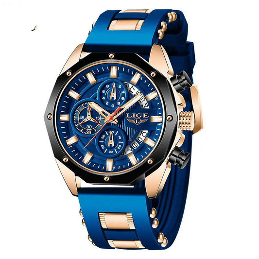 Fashion Mens Watches Top Brand Luxury Silicone Sport Watch Men Quartz Date Clock Waterproof Wristwatch Chronograph 