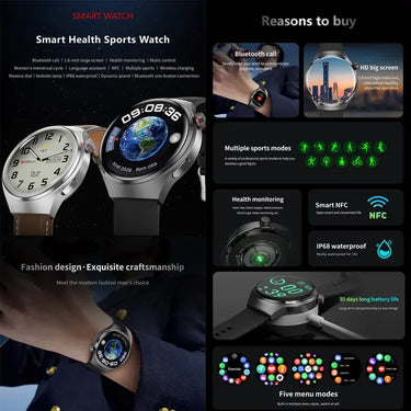 GT4 Smart Bracelet 1.53 inch Smart Watch, Support Bluetooth Call / NFC / Heart Rate - UTrano
