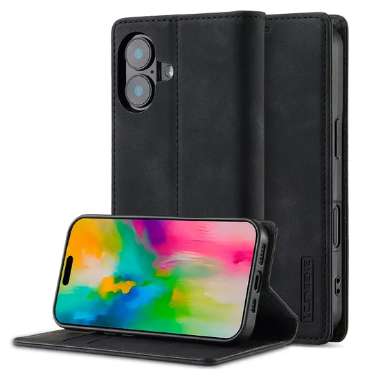 LC.IMEEKE Strong Magnetism Microfiber Leather Phone Case, For iPhone 16  