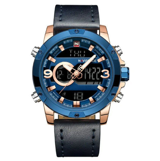 Men Sport Watches Men's Leather Digital Army Military Watch 
