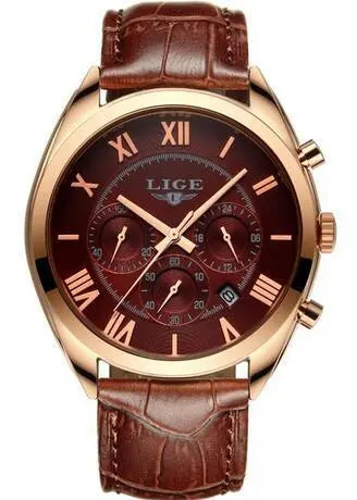 Men's Watch Top Brand Luxury Waterproof Date Quartz Leather Sport Chronogra 
