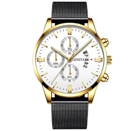 Mens Business Luxury Watches For Men Mesh Band Quartz Watch 