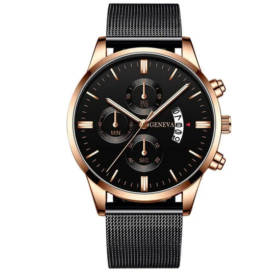 Mens Business Luxury Watches For Men Mesh Band Quartz Watch 