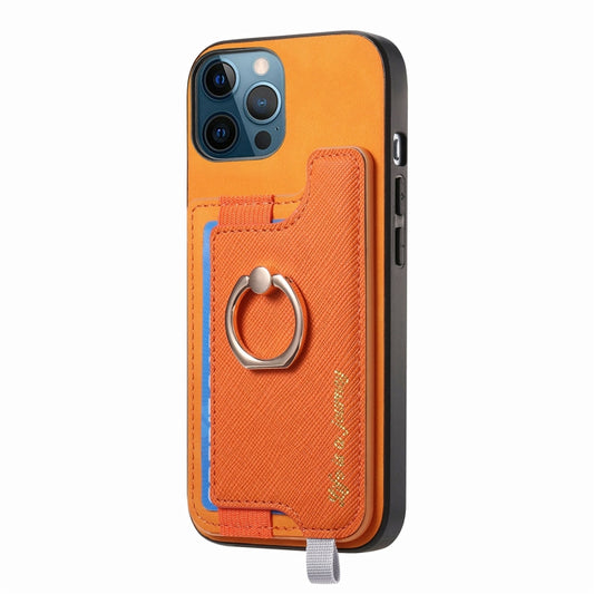 Retro Magsafe Cross Leather Ring Holder Card Bag Phone Case, For iPhone 12 / 12 Pro, For iPhone 12 Pro Max, For iPhone 11 Pro Max  