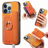 Retro Magsafe Cross Leather Ring Holder Card Bag Phone Case, For iPhone 13 Pro Max, For iPhone 13 Pro, For iPhone 13  For iPhone 13 Pro Max / Yellow