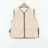 Round neck waist lambhair women's vest  