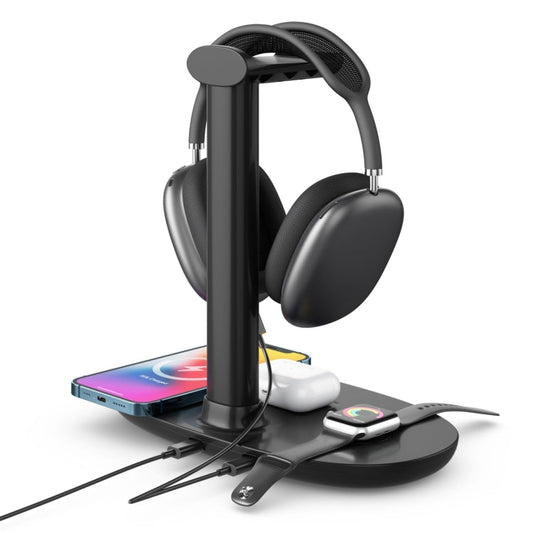 B-15A 4 in 1 Headset Holder Wireless Charger for Smart Phone & iWatch & Airpods  