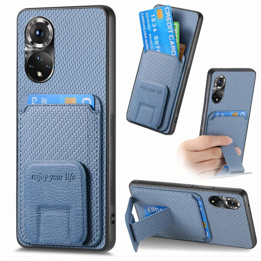 Carbon Fiber Card Bag Fold Stand Phone Case, For Honor X50i / 90 Lite, For Honor X30/X9 5G/Magic4 Lite  