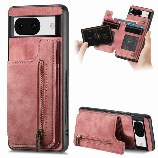 Retro Leather Zipper Wallet Back Phone Case, For Google Pixel 8 Pro, For Google Pixel 8, For Google Pixel 7a, For Google Pixel 7 Pro  