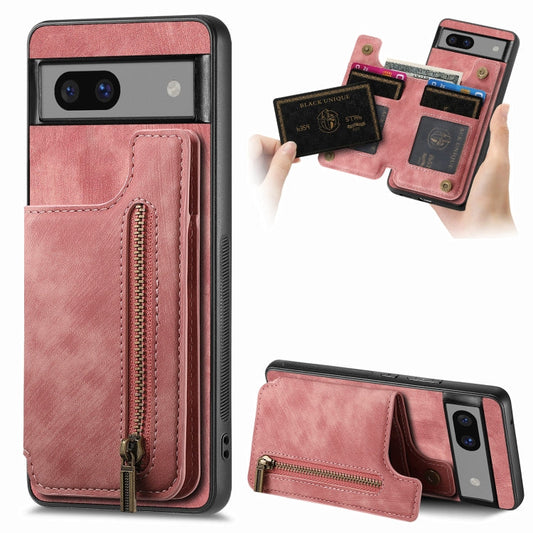 Retro Leather Zipper Wallet Back Phone Case, For Google Pixel 7, For Google Pixel 6a, For Google Pixel 6 Pro, For Google Pixel 6  