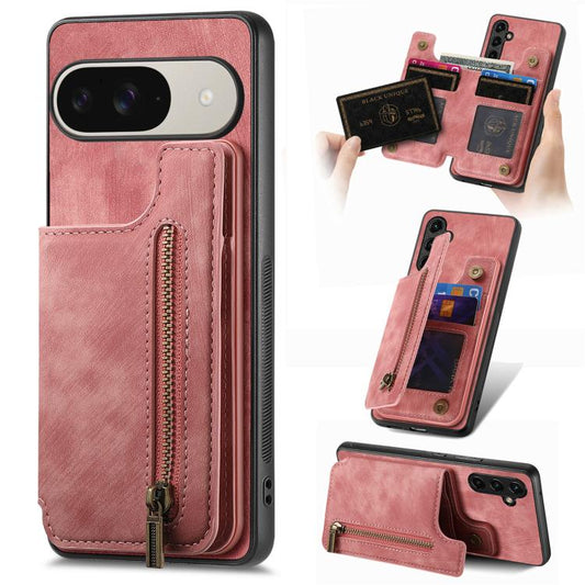 Retro Leather Zipper Wallet Back Phone Case, For Google Pixel 10 / 10 Pro  
