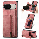 Retro Leather Zipper Wallet Back Phone Case, For Google Pixel 11 Pro XL, For Google Pixel 11, For Google Pixel 11 Pro, For Google Pixel 10 Pro XL  