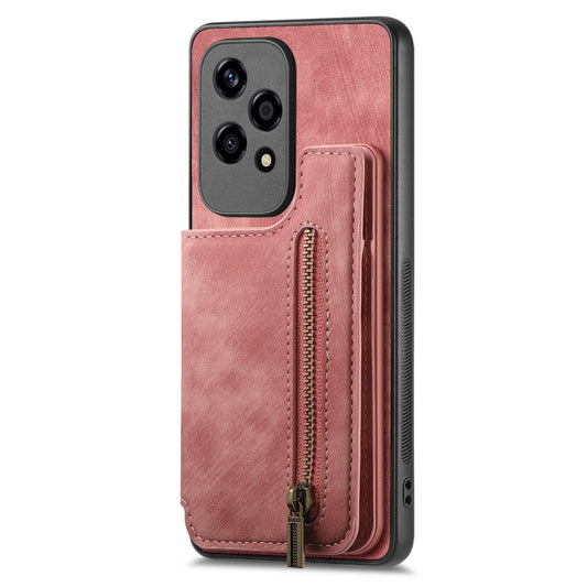 Retro Leather Zipper Wallet Back Phone Case, For Honor Play6C, For Honor  X8 5G, For Honor X40i, For Honor 70 Pro  