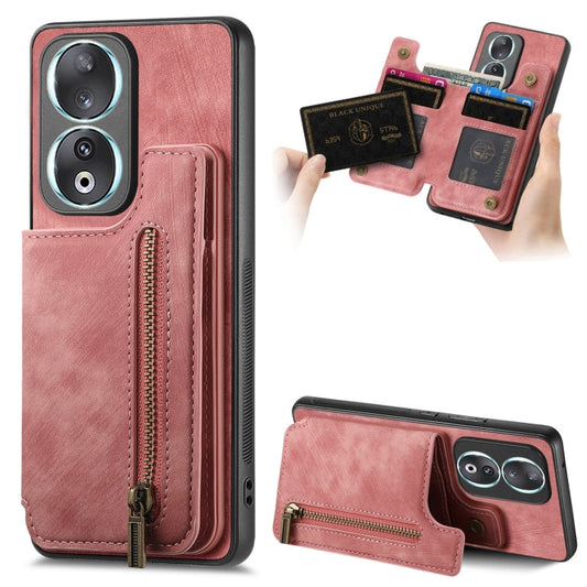 Retro Leather Zipper Wallet Back Phone Case, For Honor X7a, For Honor 80 SE, For Honor 80, For Honor 80 Pro  