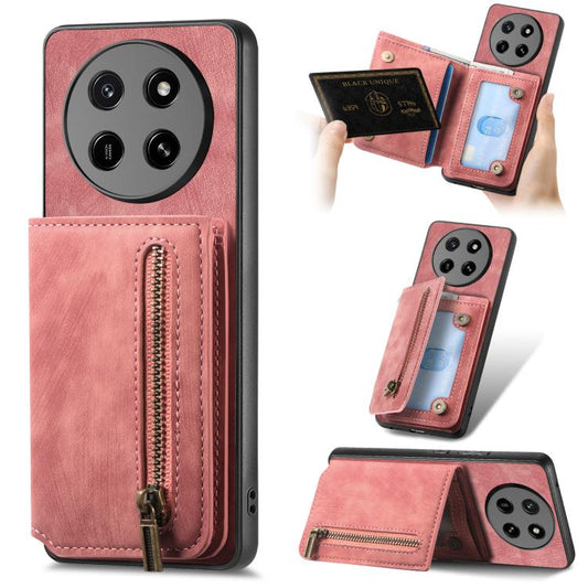 Retro Leather Zipper Wallet Back Phone Case, For Honor 600 Pro Global, For Honor 600 Global, For Honor 200 Lite Global, For Honor X8b  