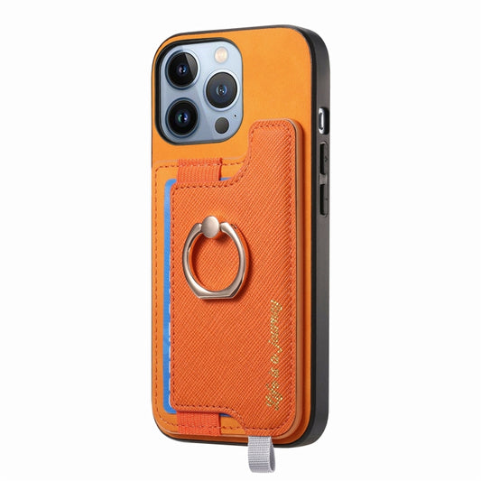 Retro Magsafe Cross Leather Ring Holder Card Bag Phone Case, For iPhone 14 Pro, For iPhone 14 Pro Max, For iPhone 7 / 8 / SE 2022  