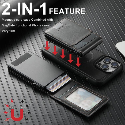 Suteni H19 Oil Wax 2-in-1 MagSafe Removable Card Box Back Phone Case, For Google Pixel 11 Pro XL, For Google Pixel 11, For Google Pixel 11 Pro, For Google Pixel 10 Pro XL, For Google Pixel 10 Pro, For Google Pixel 10, For Google Pixel 9 Pro XL         ...  