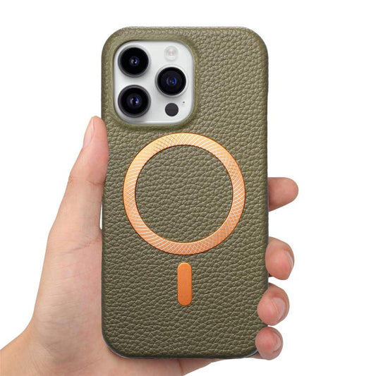 Litchi Texture Brushed MagSafe PU Back Cover Phone Case, For iPhone 16 Pro Max, For iPhone 16 Pro, For iPhone 16 Plus  