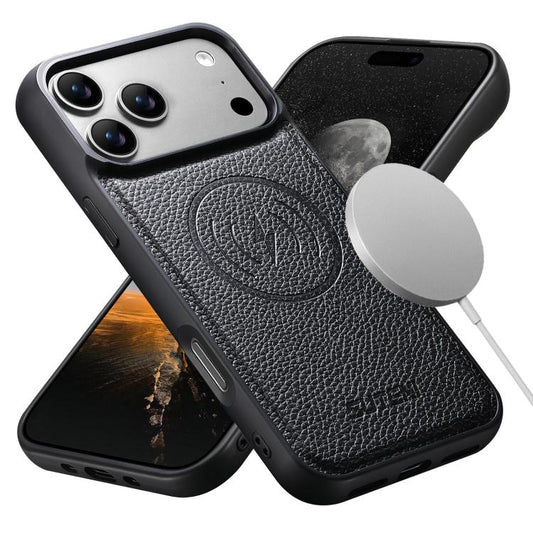 Suteni G5 Large Litchi Texture Vegan Leather Magnetic Back Phone Case, For iPhone 14, For iPhone 14 Pro, For iPhone 14 Pro Max, For iPhone 13 Pro Max, For iPhone 13 Pro, For iPhone 13  