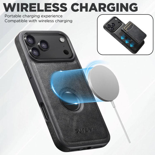 Suteni G1S5 2-in-1 Magnetic Detachable Bottle Opener Card Bag Cow Leather Back Phone Case, For iPhone 13 Pro Max, For iPhone 13 Pro, For iPhone 13, For iPhone 12 / 12 Pro, For iPhone 12 Pro Max  