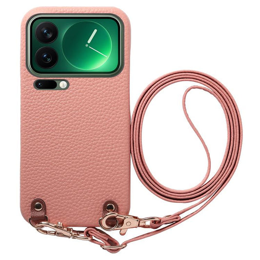 Metal Buckle Crossbody Lanyard Litchi Texture PU Back Phone Case, For Xiaomi 17 Pro  