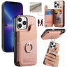 Twill Fabric Ring Multi-card Wallet Vegan Leather Phone Case, For iPhone 13 Pro Max, For iPhone 13 Pro, For iPhone 13  