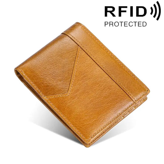 Stitching Leather Men Wallet RFID Anti-Theft Wallet, Black, Coffee, Brown  