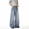 Street Style Washed Stripe Wide Leg Jeans Men's Loose High Waist Drop Crotch Pants  