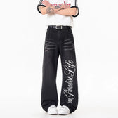Stylish Printed Lightning Pattern Denim Pants for Men  