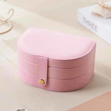 3-Tier Leather Travel Jewelry Box Shell-Shaped Jewelry Organizer Case with Earring Board 5 Necklace Hooks  