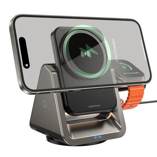 BOROFONE BQ30 Wide 3-in-1 Magnetic Wireless Fast Charger/ Cable & Charger/ Wireless Charge - UTrano