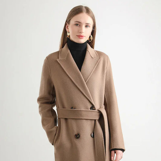 Women's Mid-length Woolen Wool Overcoat Coat  