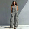 Fashionable Loose V-Neck Long Striped Jumpsuit  